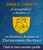 John D. Christy is recognized as a member of the National Academy of Distinguished Neutrals Click to view member profile logo